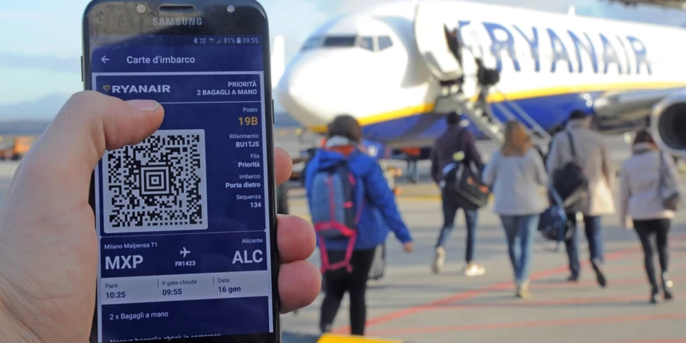Посадочный талон в аппликации Ryanair.