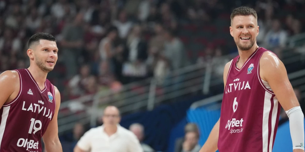 Latvijas basketbolisti EČ Rīgā pēc pirmā puslaika ar 59:44 ir vadībā mačā ar Čehiju.