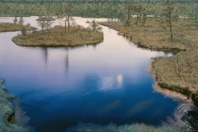 Jānis Andris Osis. “Ķemeru tīrelis” (2007., audekls/eļļa, 60x90 cm).