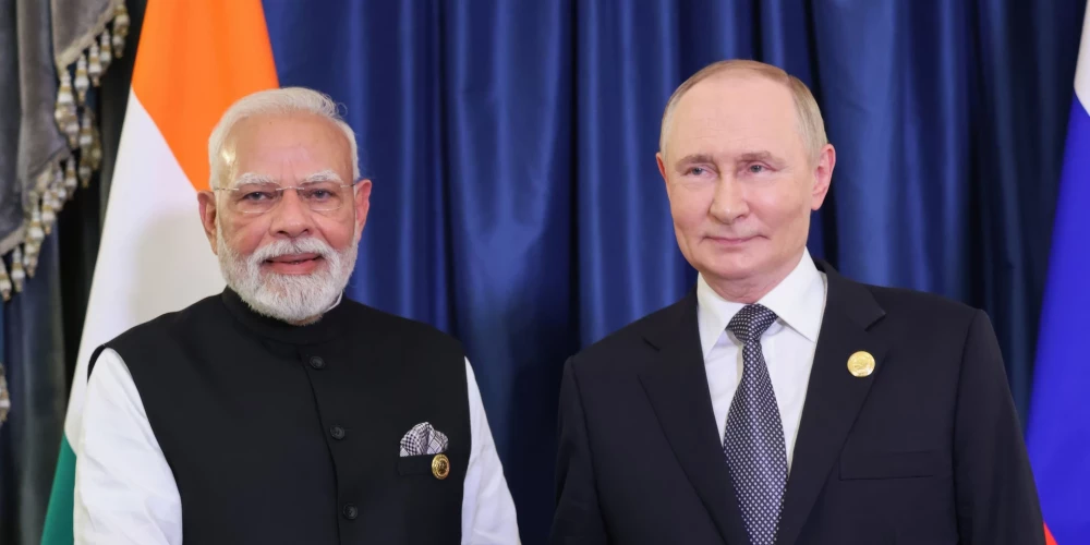 Indijas premjerministrs Narendra Modi un Krievijas diktators Vladimirs Putins.