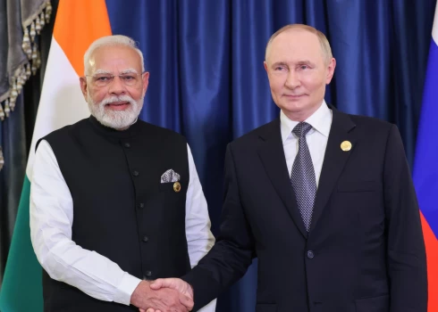 Indijas premjerministrs Narendra Modi un Krievijas diktators Vladimirs Putins.