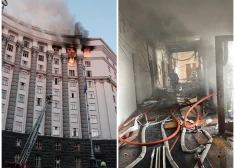 Krievija veikusi lielākos dronu triecienus pret Ukrainu kopš kara sākuma - skarta Ukrainas valdības ēka
