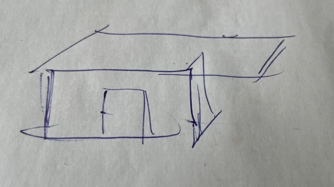 Kāds šķūnīšā būvētājs Rīgas Arhitektūras pārvaldei iesniedzis šādu savas "dižbūves" skici.