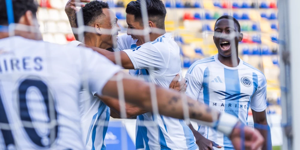 "FC Riga" līksmo par kārtējo vārtu guvumu pret "Audu" (foto: Riga FC)