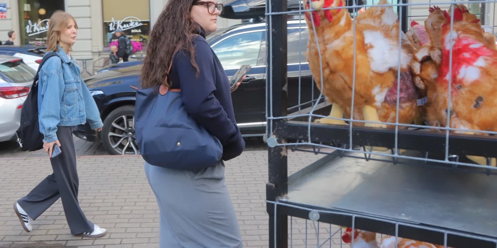 Akcija "Nedēļa sprostā" pie Saeimas ēkas (foto: Rojs Maizītis)