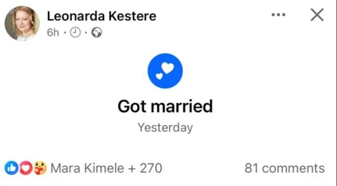 Pat režisorei Mārai Ķimelei paticis Leonardas ieraksts, ka viņa esot apprecējusies.