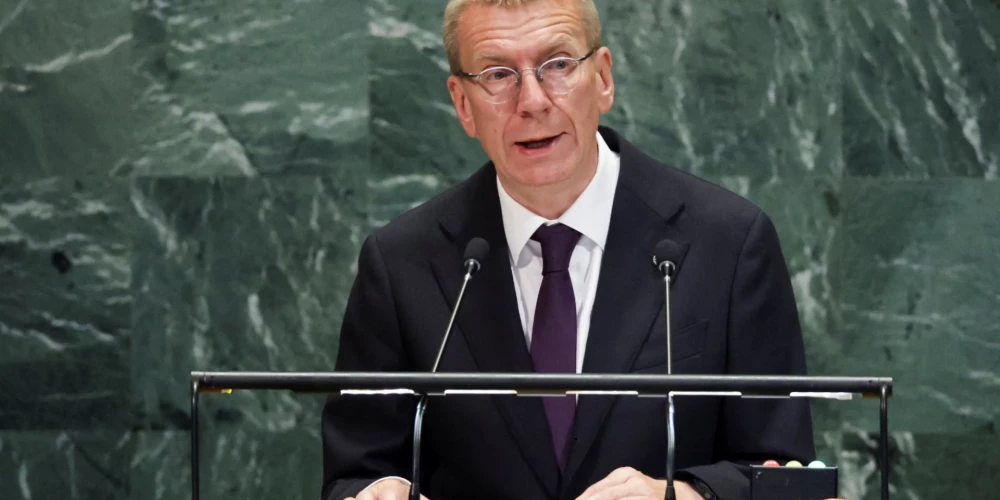 Latvijas prezidents Edgars Rinkēvičs ANO Ģenerālajā asamblejā.