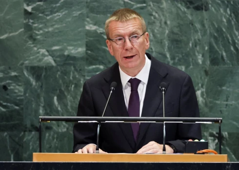 Latvijas prezidents Edgars Rinkēvičs ANO Ģenerālajā asamblejā.