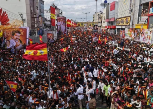 Politiskais mītiņš Tamilnādā.