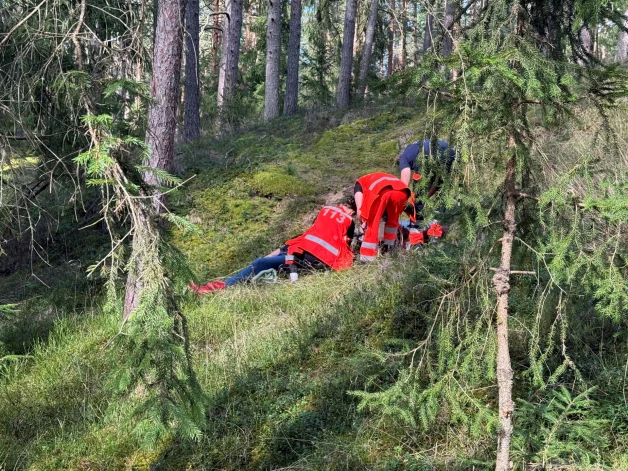 Tā nu beigusies sēņošana – ar paslīdēšanu stāvā kāpā un mediķu palīdzības sniegšanu.