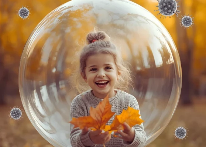 Veselīgs un enerģisks bērns ir gatavs rudenim