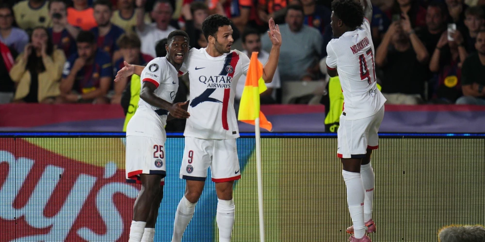 PSG līksmo pēc uzvaras vārtu guvuma (foto: Scanpix / AP)