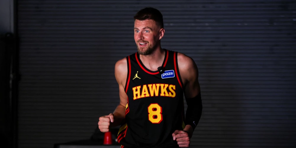 Kristaps Porziņģis Atlantas "Hawks" mediju dienā.