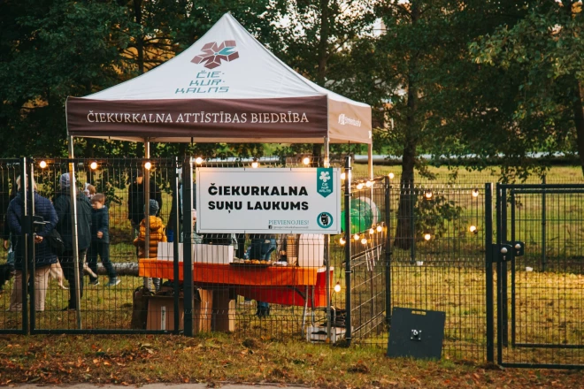 Laukums ir piemērots un drošs gan lieliem, gan maziem suņiem.