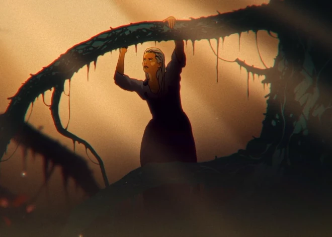 Ieskats Laura un Raita Ābeļu rotoskopijas animācijas spēlfilmā “Dieva suns”.