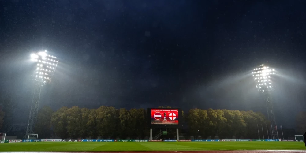 Daugavas stadions isi pirms Latvijas un Anglijas spēles 2025. gada 14. oktobrī.