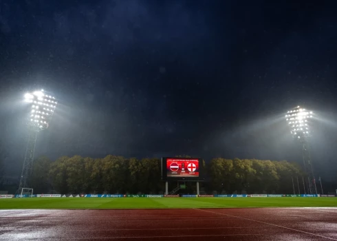 Daugavas stadions isi pirms Latvijas un Anglijas spēles 2025. gada 14. oktobrī.