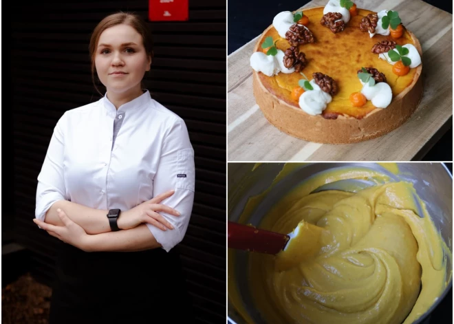 Iesaka restorāna "Ferma" konditore: rudens deserti – ķirbja pīrāgs, saldie kabaču spring rolls un ābolu Šarlote