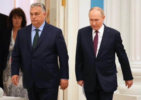 Ungārijas premjerministrs Viktors Orbāns un Krievijas diktators Vladimirs Putins. 