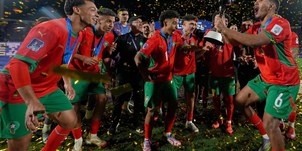 Marokas futbolisti pēc triumfa U-20 Pasaules kausā.