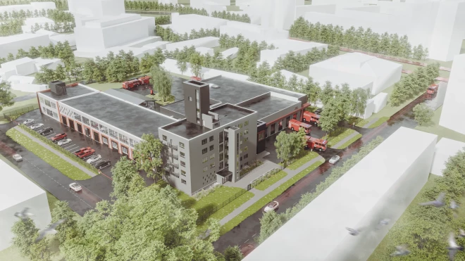 Ugunsdzēsēju depo projekta vizualizācija.