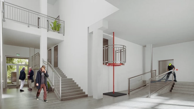 Ugunsdzēsēju depo projekta vizualizācija.