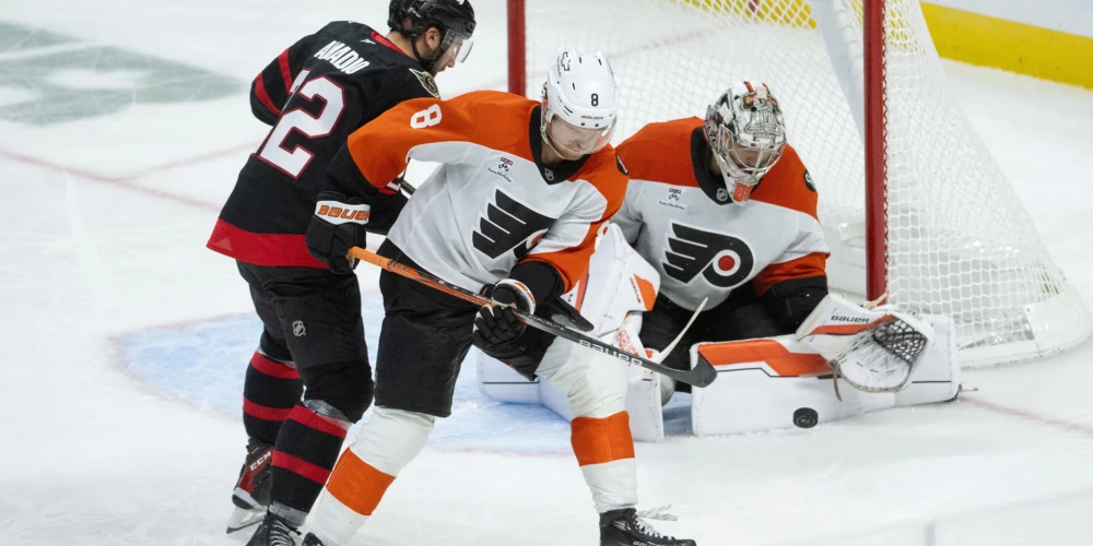 "Flyers" viesos ar rezultātu 1:2 (1:1, 0:1, 0:0) zaudēja Otavas "Senators" komandai.