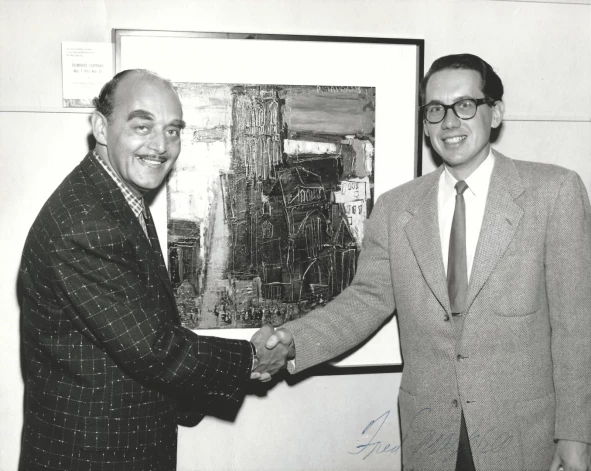 Raimonds ar galeristu Fredu Maksvelu, 1955. gads.