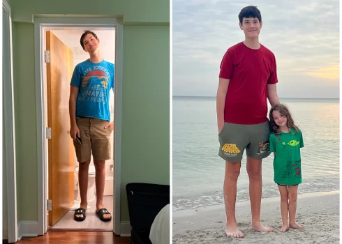 Gabrielam ir vien 15 gadi, bet viņa augums sasniedzis 2.18m.