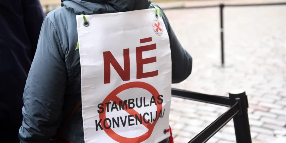 Около 20 человек приняли участие в пикете в поддержку денонсации Стамбульской конвенции.