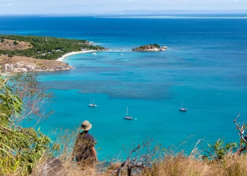 Lizardas sala (attēlā) atrodas 250 km uz ziemeļiem no Kērnsas (Kvīnslendā).