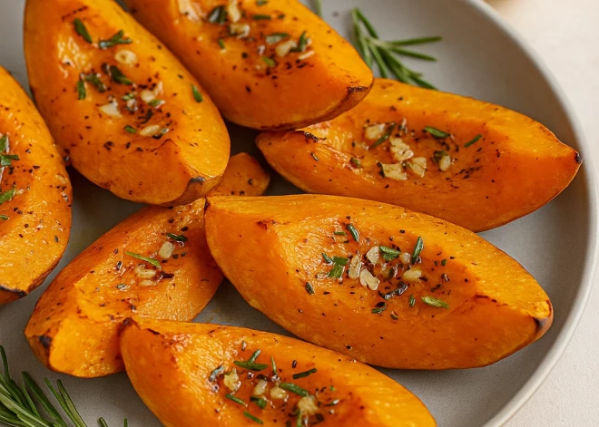Запеченная тыква с розмарином и чесноком: ароматное осеннее блюдо, которое тает во рту