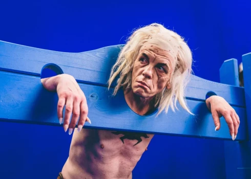 Эйнар Репше на съемках фильма "Божий пес".