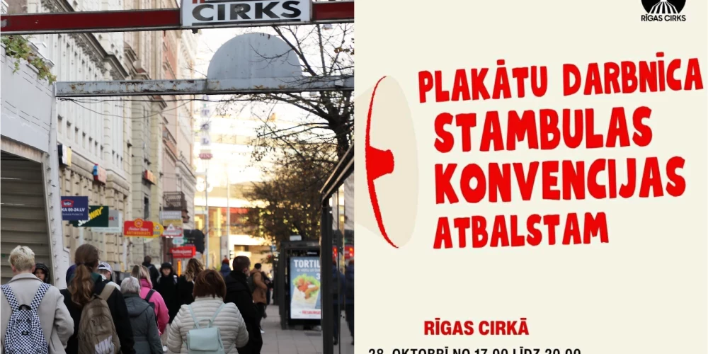 Pirms protesta pret Latvijas izstāšanos no Stambulas konvencijas "Rīgas cirkā" notika plakātu darbnīca.