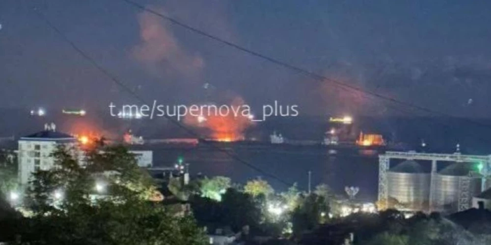 Tuapses osta pēc ukraiņu dronu uzlidojuma (ekrānuzņēmums no video)