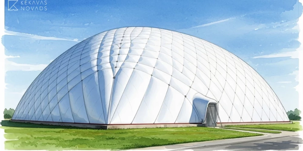 Piepūšamās futbola halles vizualizācija.