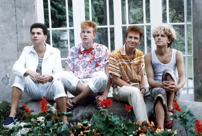 "Depeche Mode" astoņdesmitajos gados. No kreisās: Deivs Gāns, Endijs Flečers, Alans Vailders un Mārtins Gors.
