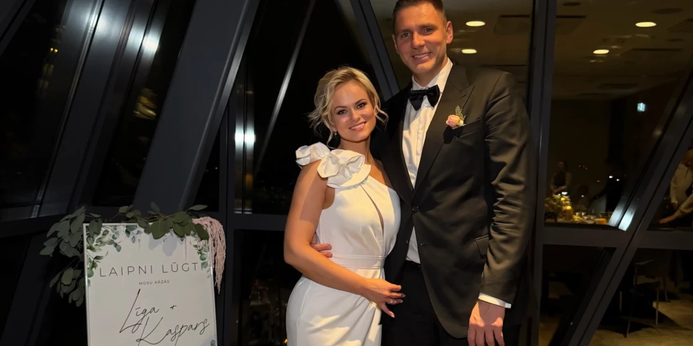 Kaspars un Līga kāzu dienā.