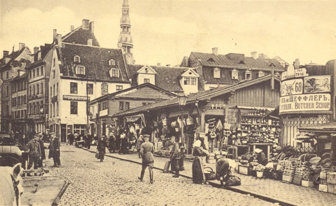 Daugavmalas tirgus Rīgā vācu okupācijas laikā. 1917.–1918.