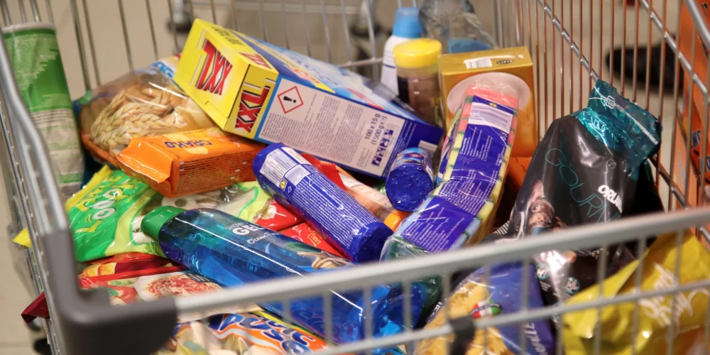 Pārtikas preces veikala iepirkumu grozā