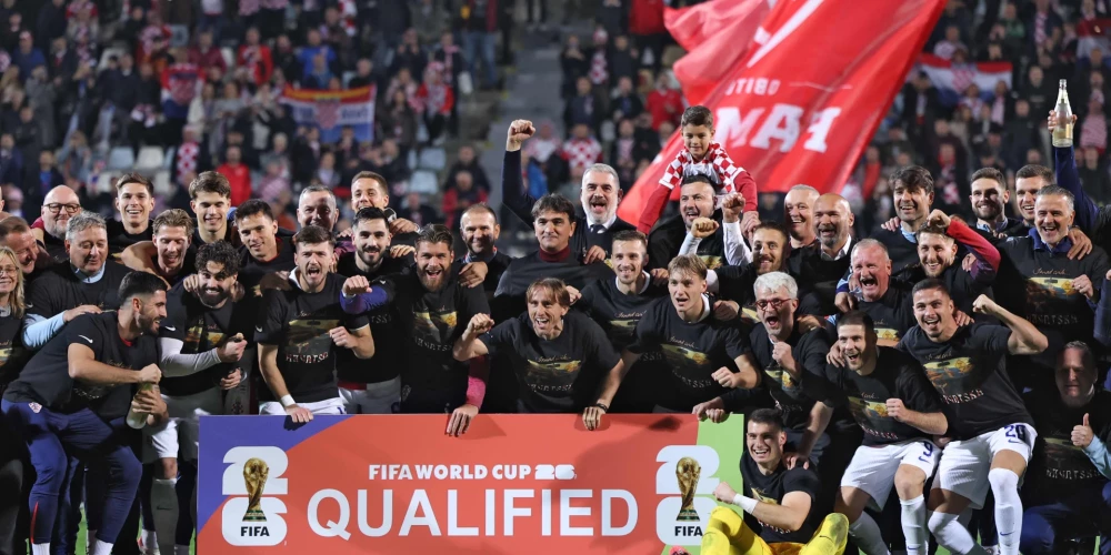 Horvātijas spēlētāji līksmo par iekļūšanu Pasaules kausa finālturnīrā