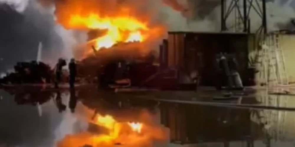 Ночной пожар в Риге.