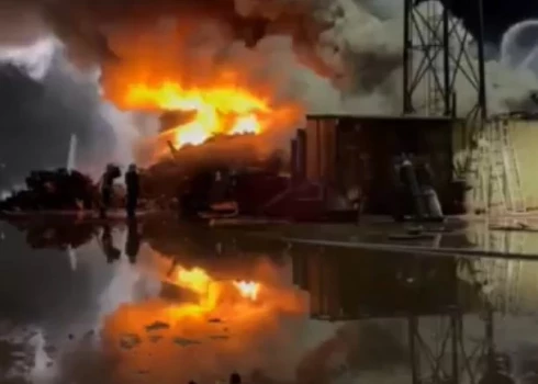 Ночной пожар в Риге.