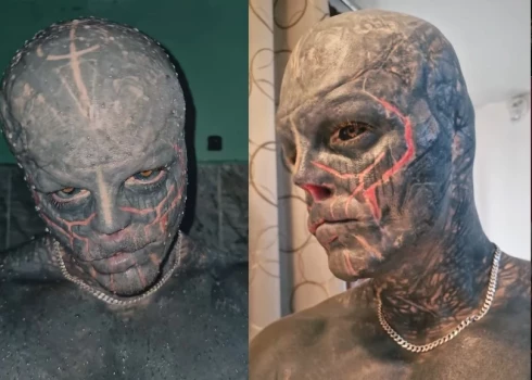 Тату-звезда The Black Alien приехал в Елагаву — и готов делать татуировки.