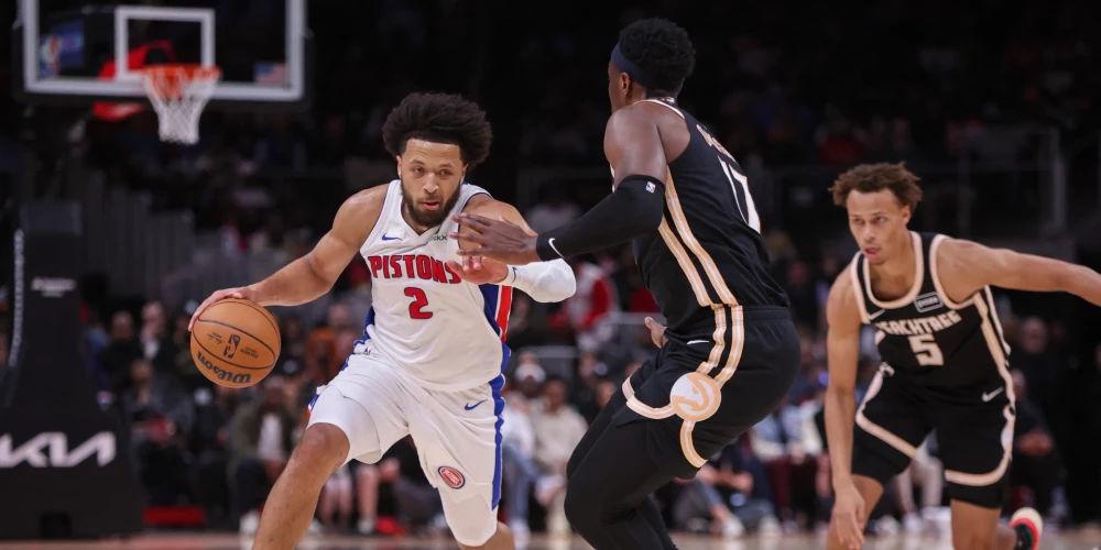 Detroitas "Pistons" līderis Keids Kaningems uzbrukumā.