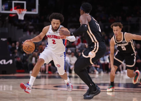 Detroitas "Pistons" līderis Keids Kaningems uzbrukumā.