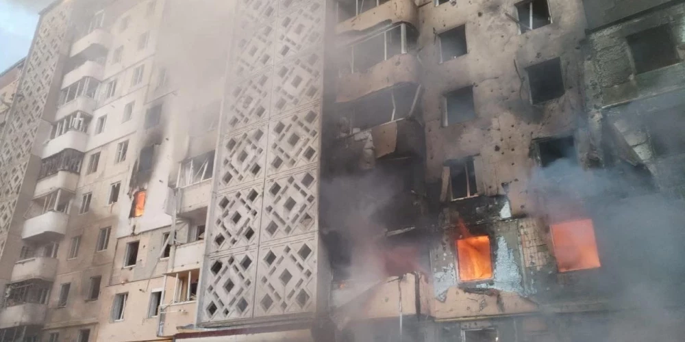 Ternopiļa pēc dronu uzbrukuma.