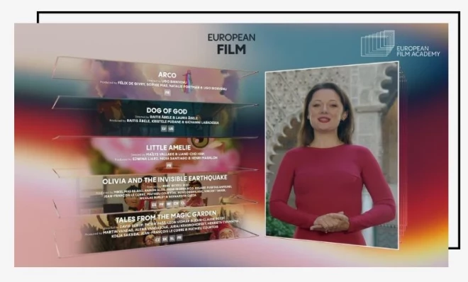 Pasaulē jau ievērotās režisoru brāļu Ābeļu filmas "Dieva suns" ("Dog of God") konkurenti pilnmetrāžas animācijas kategorijā ir vēl četri Eiropas animācijas kinodarbi. 