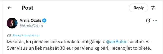 Ekrānuzņēmums no X.