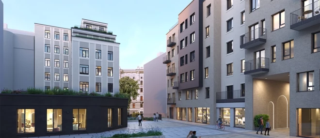 В первой очереди уже создана широкая зеленая прогулочная зона, соединяющая улицы Блауманя и Дзирнаву. Во второй очереди этот променад будет завершен и полностью благоустроен.